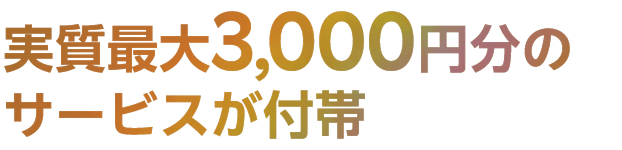 実質最大3,000円分のサービスが付帯