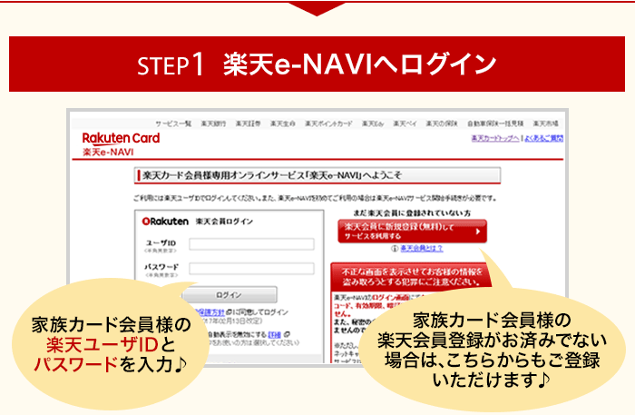 STEP1 楽天e-NAVIへログイン